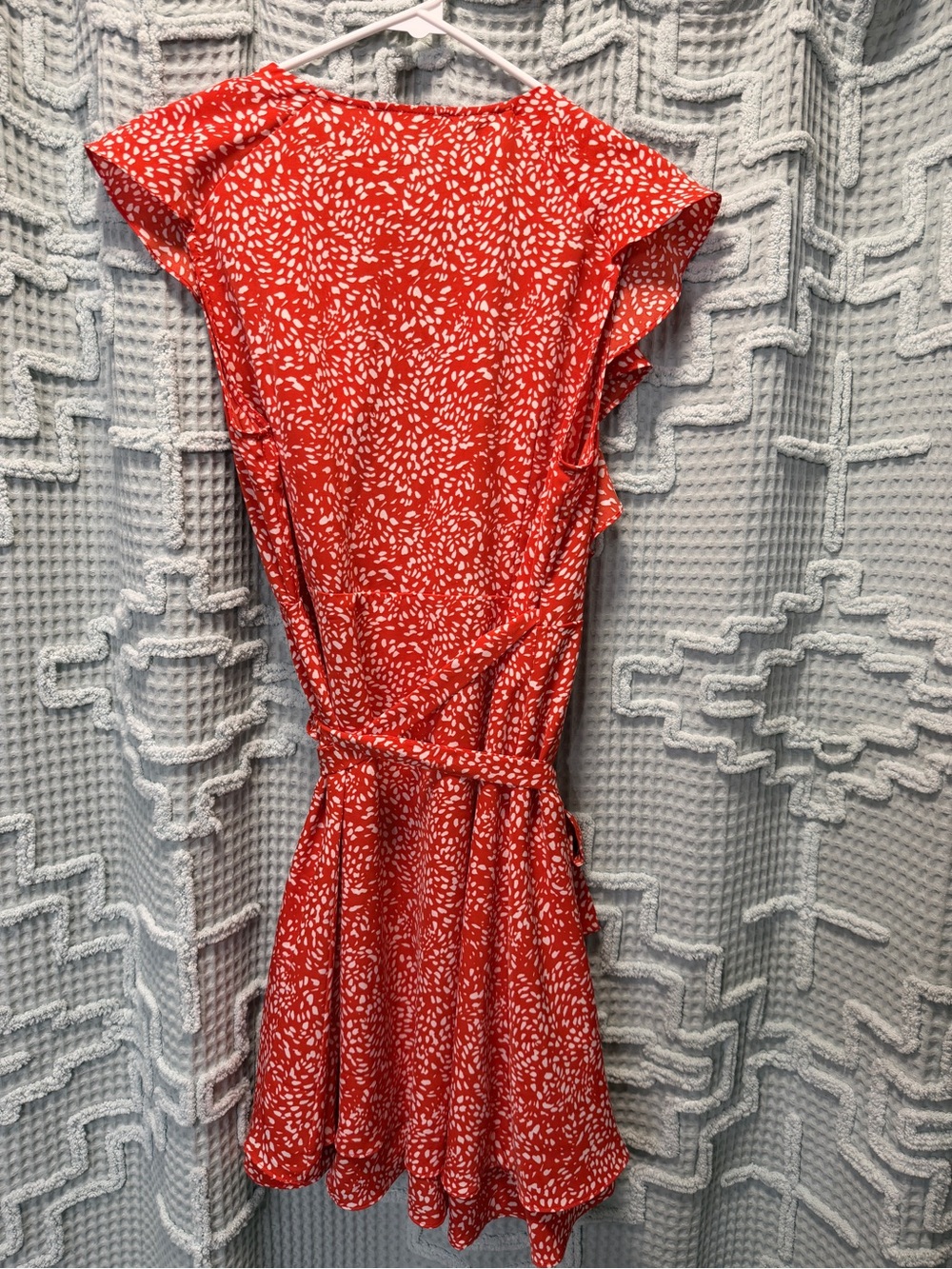 THML Poppy Red Printed Ruffle Wrap Dress - Picture 7 of 7